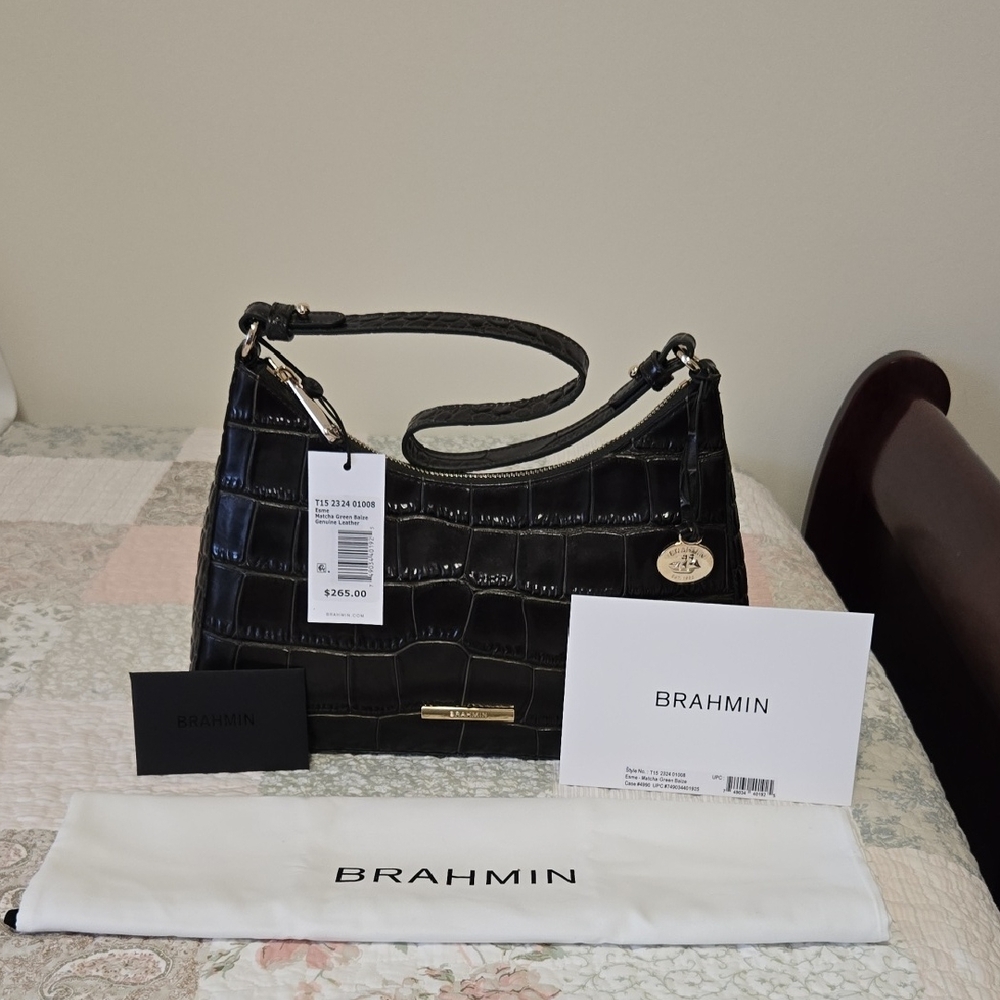 BRAHMIN ESME Shoulder Bag In MATCHA GREEN BAIZE. NWT